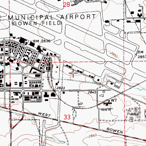 Topographic Map of Boise Air Terminal Air Guard Station, ID