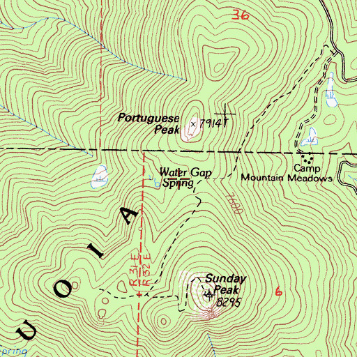 Topographic Map of Water Gap Spring, CA