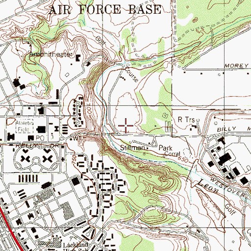 Topographic Map of Lackland Air Force Base, TX