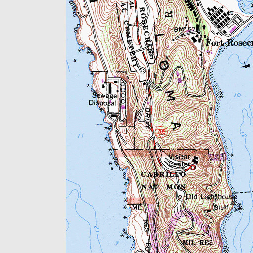 Topographic Map of Naval Base Point Loma, CA