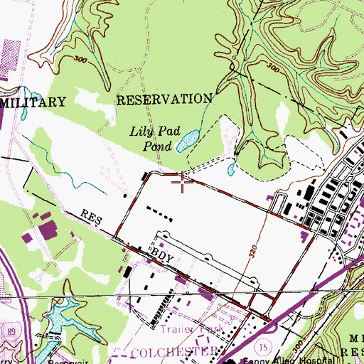 Topographic Map of Camp Johnson, VT