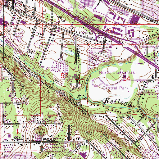 Topographic Map of Camas Creek, OR