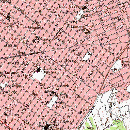 Topographic Map of Faith Evangelical Assembly, NY