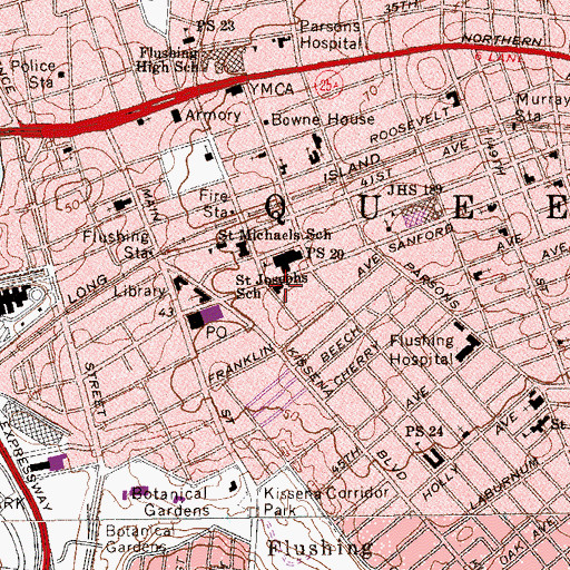 Topographic Map of First Baptist Church of Flushing, NY