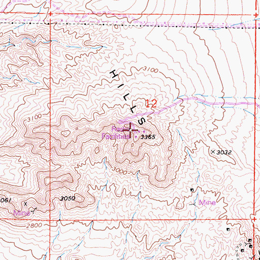 Topographic Map of Waterman Hills, CA