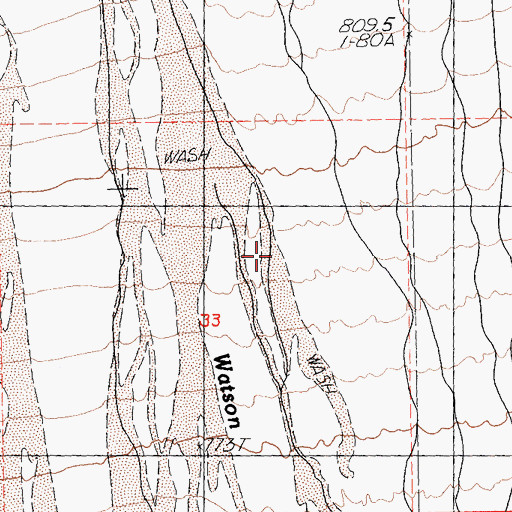 Topographic Map of Watson Wash, CA
