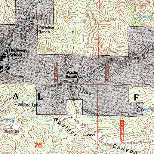 Topographic Map of Watts Ranch, CA