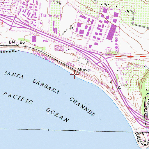 Topographic Map of Wave, CA