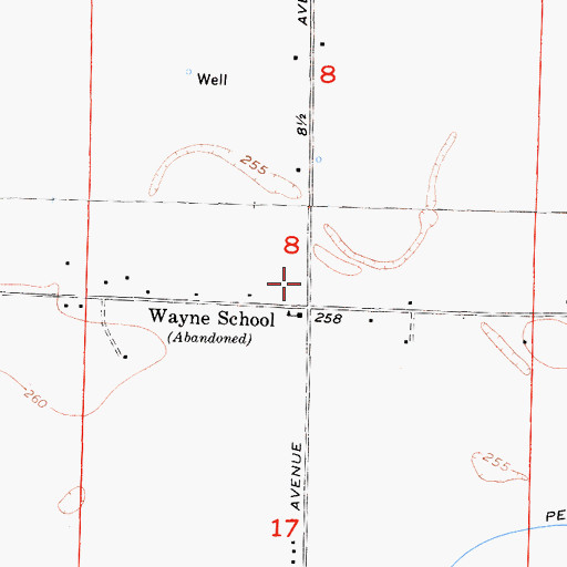 Topographic Map of Wayne School, CA