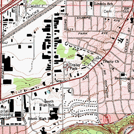 Topographic Map of Orchard Mobile Home Park, OH