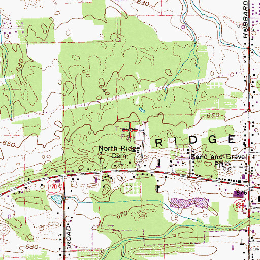 Topographic Map of James Place, OH