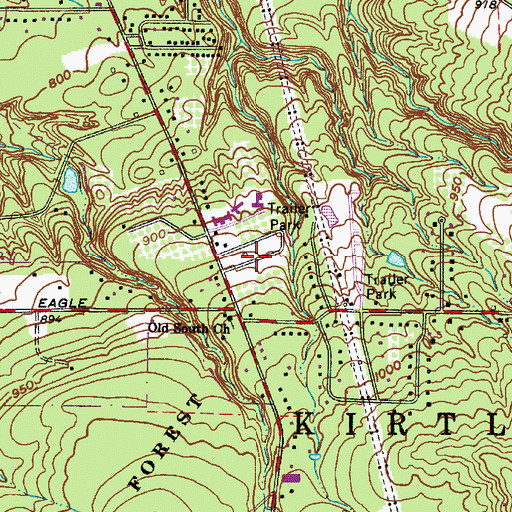 Topographic Map of Kirtland Mobile Home Park, OH