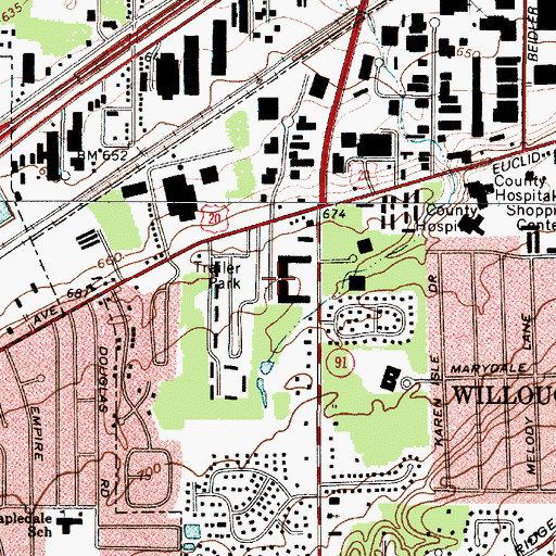 Topographic Map of Courtyard Mobile Home Park, OH