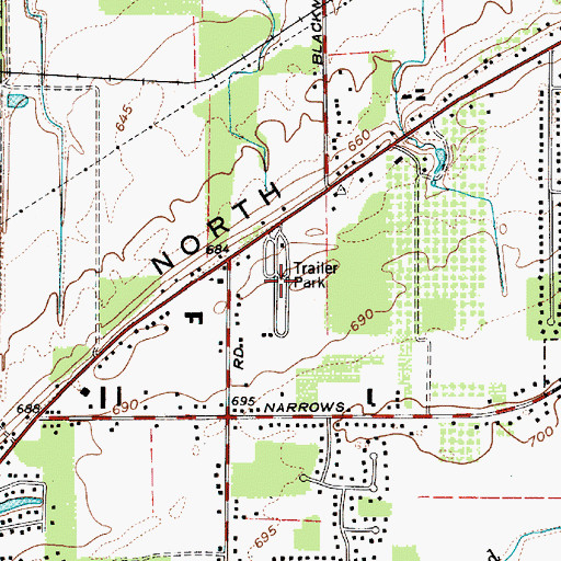 Topographic Map of Perry Mobile Homes, OH