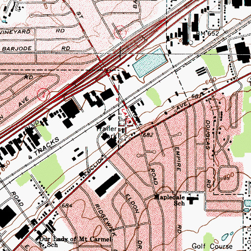 Topographic Map of Johnson Mobile Home Park, OH