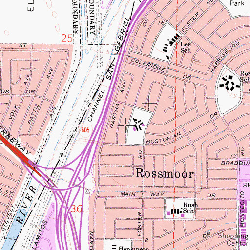 Topographic Map of Jack L Weaver Elementary School, CA