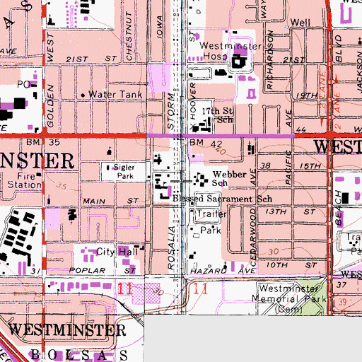 Topographic Map of Webber Elementary School, CA