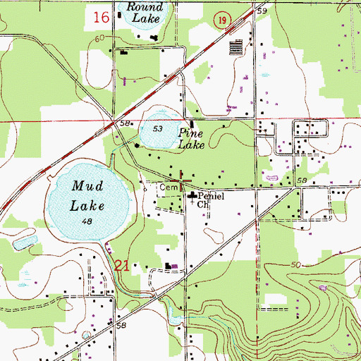 Topographic Map of Peniel Cemetery, FL