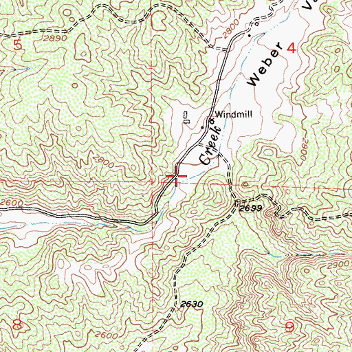 Topographic Map of Weber Valley, CA