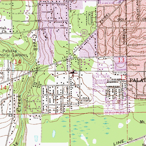 Topographic Map of Calvary Baptist Church, FL