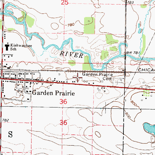 Topographic Map of Village of Garden Prairie (historical), IL
