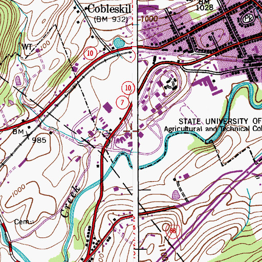 Topographic Map of Porter Hall, NY