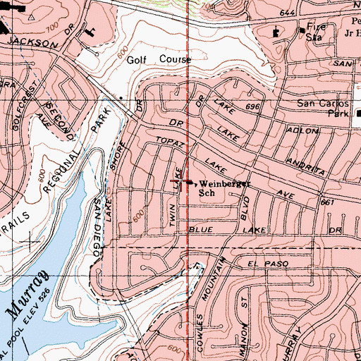 Topographic Map of Benchley-Weinberger Elementary School, CA