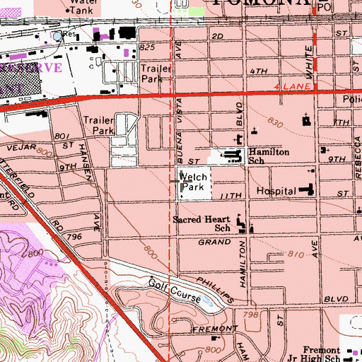 Topographic Map of Welch Park, CA