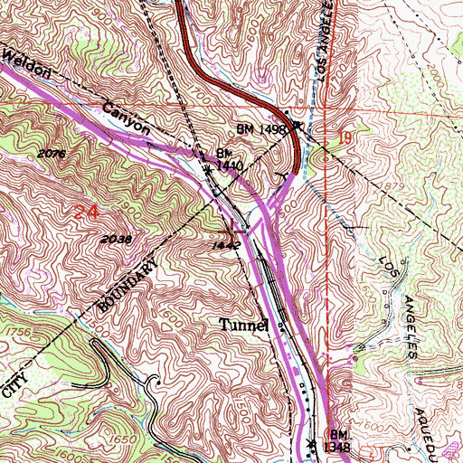 Topographic Map of Weldon Canyon, CA