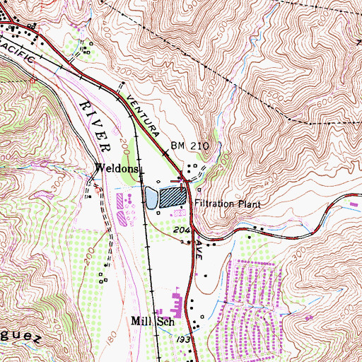Topographic Map of Weldon Canyon, CA