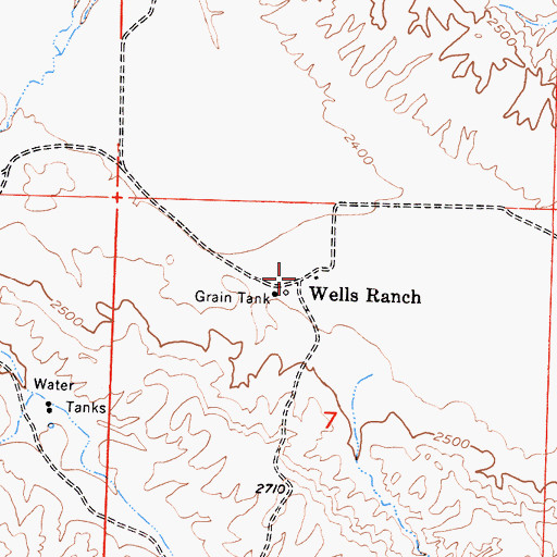 Topographic Map of Wells Ranch, CA