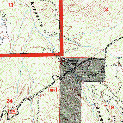 Topographic Map of Werner Camp, CA
