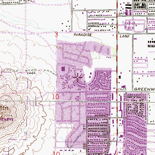 Topographic Map of Sunset Hills, AZ