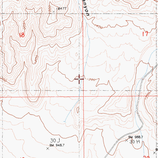 Topographic Map of West Berdoo Canyon, CA