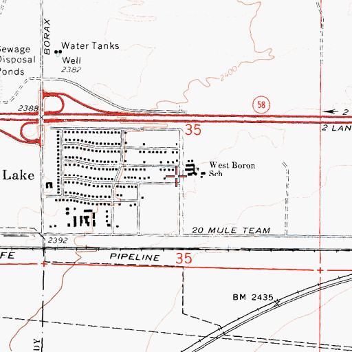 Topographic Map of West Boron Elementary School, CA