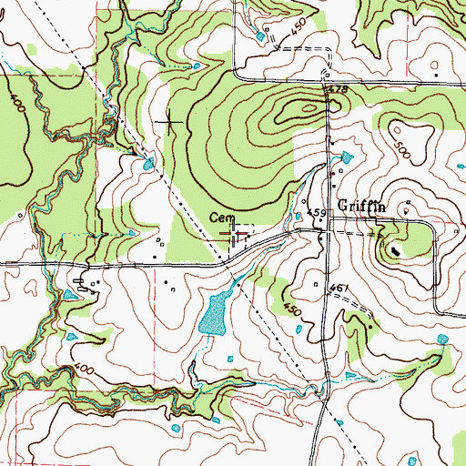 Topographic Map of Griffin Cemetery, TX