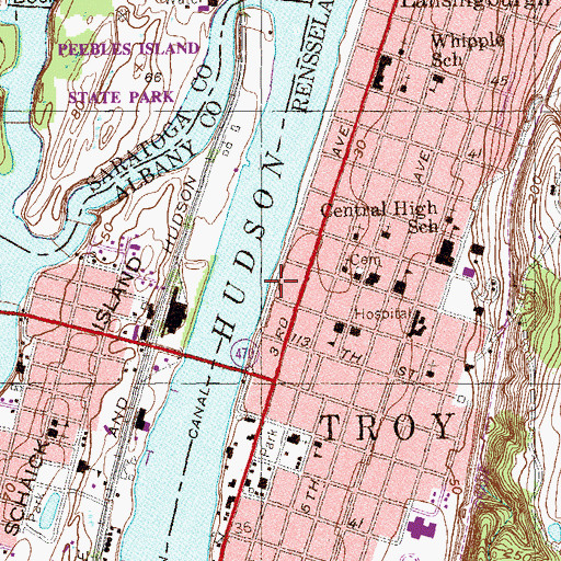 Topographic Map of Hudson River Mobile Home Park, NY