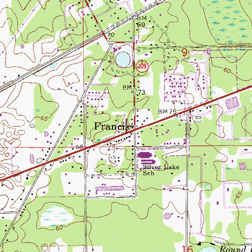Topographic Map of Francis Volunteer Fire Department, FL