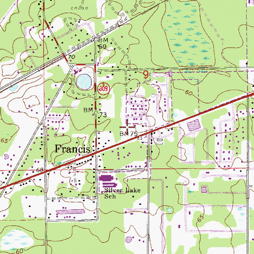 Topographic Map of Francis Substation Clay Electric Co-op, FL