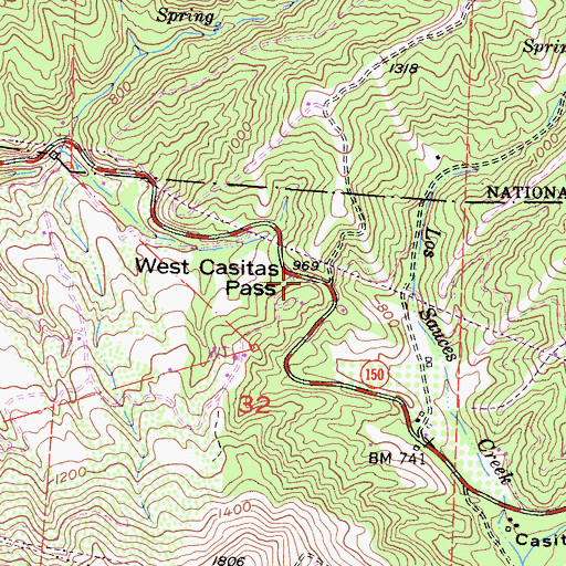 Topographic Map of West Casitas Pass, CA