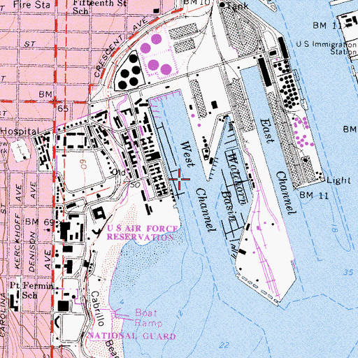 Topographic Map of West Channel, CA
