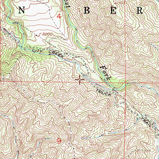 Topographic Map of West City Creek Truck Trail, CA