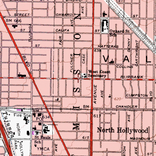 Topographic Map of West Coast Seminary, CA
