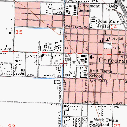 Topographic Map of West Corcoran Ditch, CA