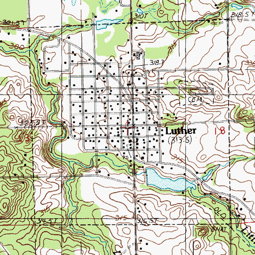 Topographic Map of Luther United Methodist Church, MI