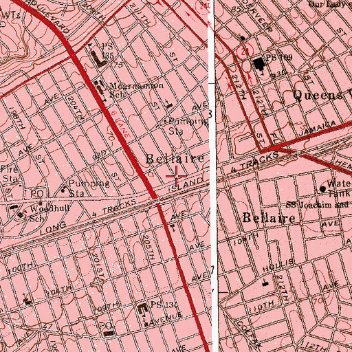 Topographic Map of Bellaire Theatre (historical), NY