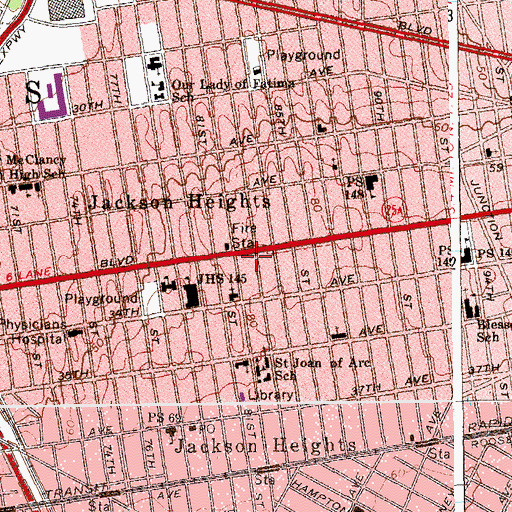 Topographic Map of Boulevard Theatre, NY