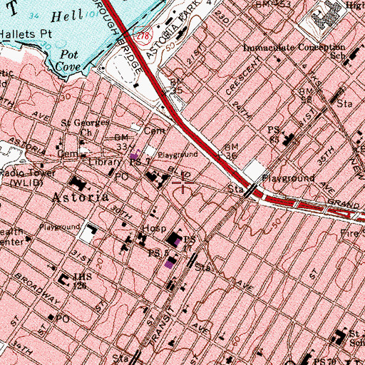 Topographic Map of Crescent Theatre (historical), NY