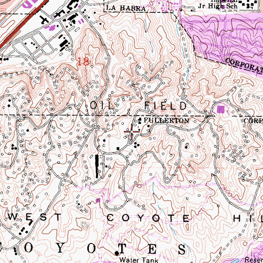 Topographic Map of West Coyote Hills, CA