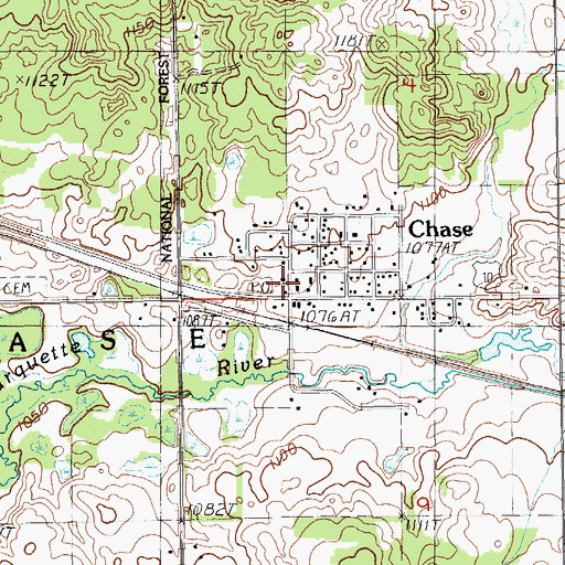 Topographic Map of Chase Barton United Methodist Church, MI